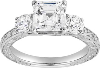 LuvMyJewelry Nyraelle 14K Gold 2.70 Ct Asscher Lab Grown Diamond Engagement Ring