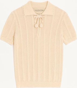 Valentino Polo In Maglia Di Cotone Ricamato Donna AVORIO XL