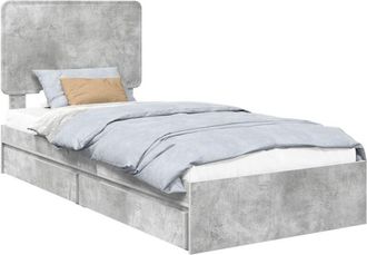vidaXL Cama Con Almacenamiento Con Cabecera Gris Concreto 90 X 190 Cm Vidaxl
