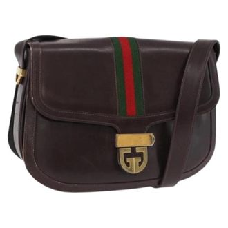 Gucci Pre-owned Shoulder Bag - Dames - Pre-owned - Bruin - Maat: ONE Size Leer