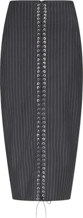 Ludovic de Saint Sernin Midi-kokerrok met veters en krijtstreep - Grijs