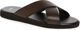 BOSS Darrel Crisscross Slide Sandal in Dark Brown at Nordstrom, Size 11