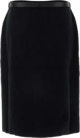 Ferragamo Womens Black Stretch Wool Blend Skirt Nero Gonne