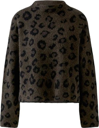 Oui Truien & Vesten, Dames, Bruin, XL, Katoen, Trui met ronde hals