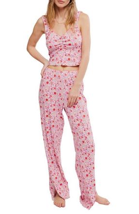 Free People Fresh in Love Pointelle Pajamas in Pink Chalk Combo at Nordstrom, Size X-Small