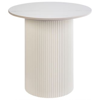 Beliani Beliani - Mesa Auxiliar Tablero De Piedra Sinterizada Aspecto Natural Base De Metal Dise&ntilde;o Moderno Beige Claro &Oslash; 50 Cm Leona