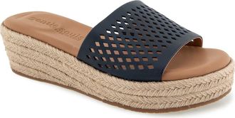 Gentle Souls Vandy Perforated Platform Slide Sandal in Indigo Leather at Nordstrom, Size 7.5