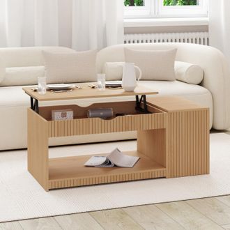 IDMarket Idmarket - Table Basse Plateau Relevable Rectangulaire Juliette Avec Coffre Effet Lattes