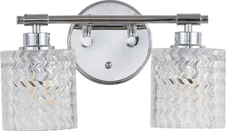 Jonathan Y Designs Jonathan Y Spaulding Vintage 13 2 Light Iron Chevron Pattern Glass Farmhouse Cottage Led Vanity Light