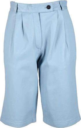 L'autre Chose Leather Bermuda Shorts - Light Blue