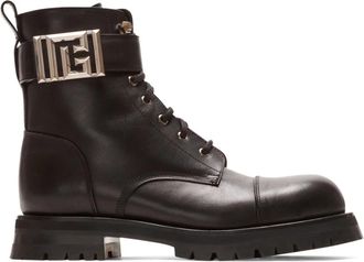 Balmain Charlie Leren Ranger Laarzen - Heren - Veterlaarzen - Zwart - 45 EU - Leer - Schoenen