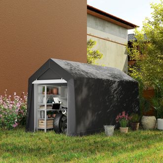 OUTSUNNY 2.1 x 3.6(m) Garden Storage Shed, Waterproof & Heavy Duty Portable Shed in Dark Grey