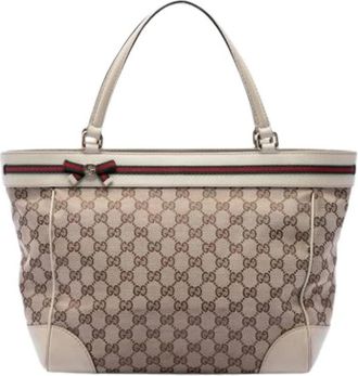 Gucci Pre-owned Mayfair Tote - Dames - Vintage Shopper - Beige - ONE Size - Leer - Vintage