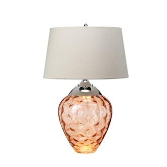 Netlighting Samara Table Lamp Metal Work Polished Nickel Glassware Salmon in Grey
