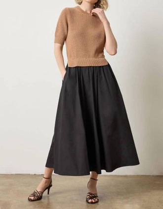 Lilla P Mixed Media Dress In Acorn