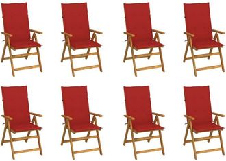 vidaXL Vidaxl - Sillas De Jard&iacute;n Plegables Y Cojines 8 Uds Madera Maciza Acacia