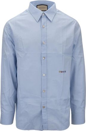 Gucci Shirt - Heren - Casual Overhemden - Blauw - M - Katoen - Overhemden