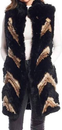 Fabulous Furs Kayce Knitted Faux Fur Stroller Vest In Black, Brown