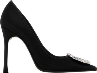 Amina Muaddi Schoenen, Dames, Zwart, 36 EU, Satijn, Camelia Pump 105