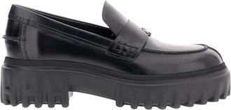 Hogan Black Solid Loafers