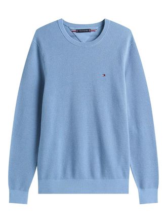 Tommy Hilfiger Flag textured logo sweater - men - Organic Cotton - L - Blue