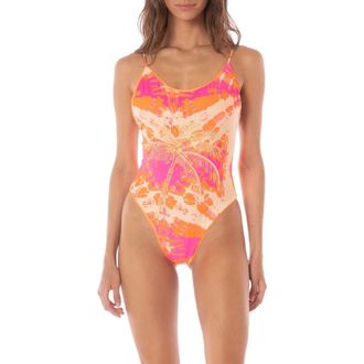 Maaji Flamingo Swirl Luster Reversible One-Piece Swimsuit in Pink at Nordstrom Rack, Size Small
