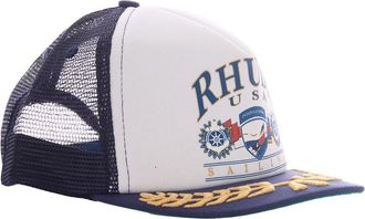 Rhude Mens Trucker Cap Usa Sailing Navy-White Cotton; Contrast: Polyester Hat Navy/white