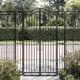 Berkfield Home Garden Gate Black 121x8x180 cm Wrought Iron | Size: 121 x 8 x 180 cm