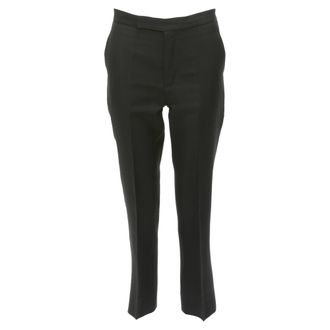 Ports 1961 black wool silk cotton lined flared cropped trousers FR38 M
