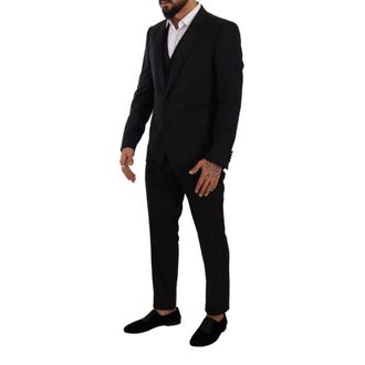 Dolce & Gabbana Mens Black Wool Three-Piece Suit
