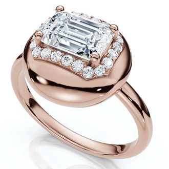 Pompeii3 1 1/10Ct Emerald Diamond Button Ring 14k Gold or Platinum Lab Grown EF/VS