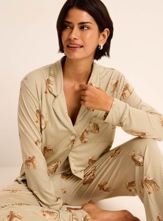 Miiyu Womens Flowy piped pyjama set