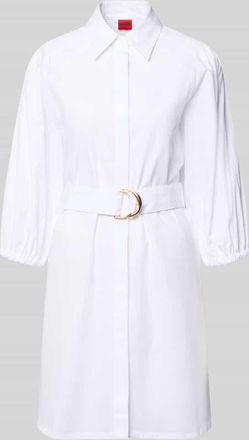 HUGO BOSS Ausgestelltes Hemdblusenkleid aus reiner Baumwolle Modell KILONI in Weiss, Gr&ouml;&szlig;e 34