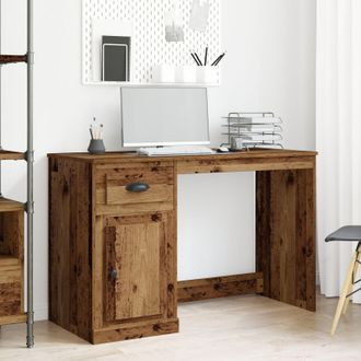 Berkfield Home Desk with Storage Old Wood 50x115x75 cm Engineered Wood in Brown | Size: 50 x 115 x 75 cm