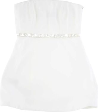 Retrof&ecirc;te Katie strapless jurk verfraaid met parels - Wit