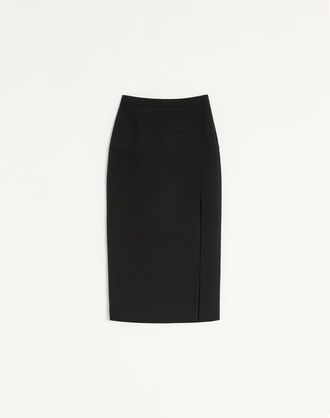 Valentino Wool Crepe Midi Skirt Wo