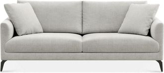 Castlery Lena Sofa Customized, Performance Classic Twill, Medium Grey, Matte Black Legs, Spill Resistant, Removable Covers for Castlery
