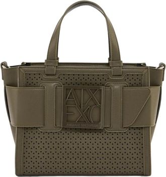 A|X Armani Exchange Shopper van monochrome technische stof - Dames - Handtassen - Groen - ONE Size - Polyester - Tassen