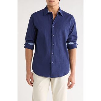Robert Graham Thresher Button Up Shirt in Navy at Nordstrom Rack, Size Xxx-Large