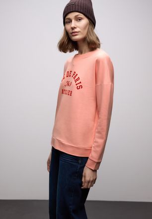 Street One Sweatshirt STREET ONE, Damen, Gr. 34, light apricot, Sweatware, Obermaterial: 48% Baumwolle, 47% Modal, 5% Elasthan, bedruckt, normal h&uuml;ftbedeckend, R