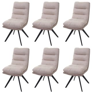 Hhg Hhg - Nunca Usado] Lote De 6 Silla De Comedor 847, Silla De Cocina Silla, Giratoria Auto Posici&oacute;n Tela Mvg, Crema