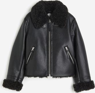 H&M Jacke mit Teddyfutter - Schwarz