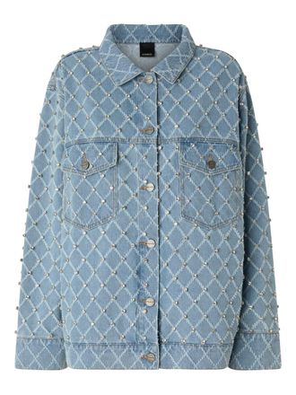 Pinko studded diamond-patterned jacket - Blue