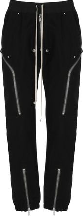 Rick Owens Relaxed Fit Black Trousers With Elastic Waistband And Zipper Details
