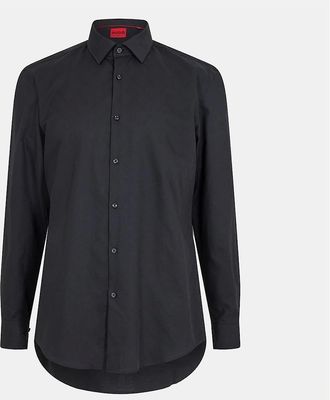 HUGO BOSS Mens Regular Fit Point Collar Long Sleeve Oxford Shirt - Black - Size: 14.5 inch