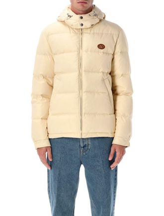 Valentino Garavani Hooded Down Jacket Nylon With Vlogo Patch