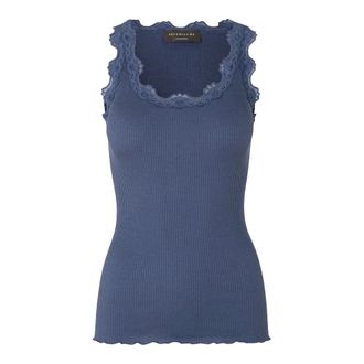 Rosemunde Babette Lace Silk Top - Dames - Tops - Blauw - Maat: XL Zijde