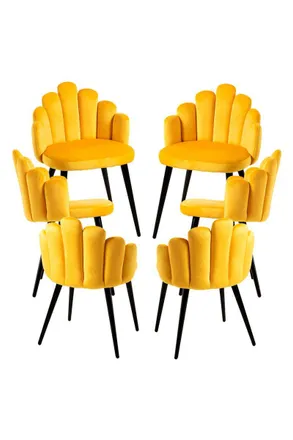 Regalos Miguel Packs Sillas Comedor - Pack 6 Sillas Hand Patas Negras Terciopelo - Amarillo
