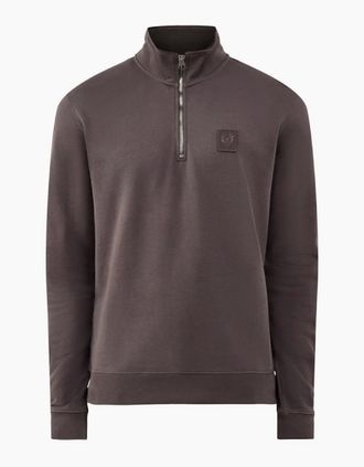 Belstaff Mens Belstaff Curator Quarter Zip Sweatshirt Army Olive - Grey - Size: 40