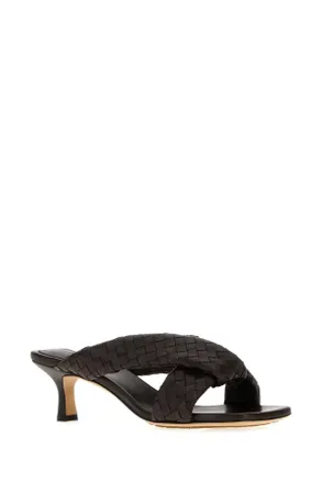 Bottega Veneta Womens Dark Brown Leather Riva Mules Fondant Sandali